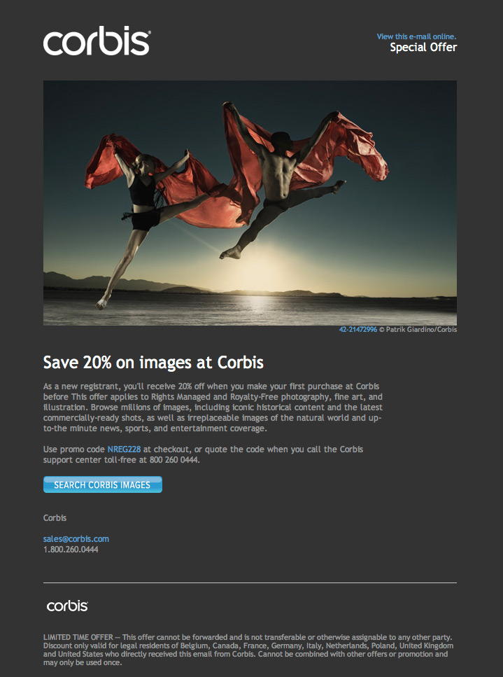 Corbis Coupon Code email