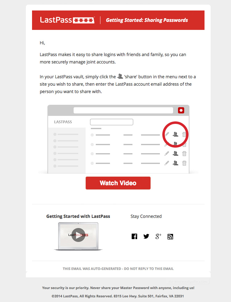 LastPass Getting Started Sharing email