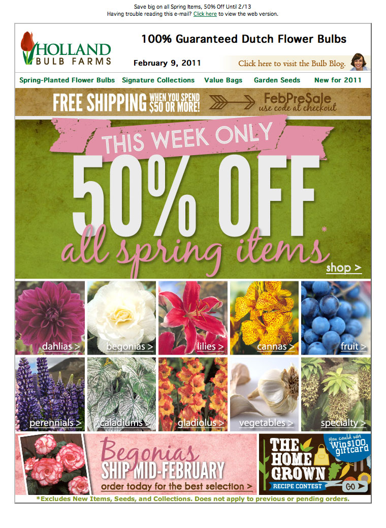 Holland Bulb Spring Special email