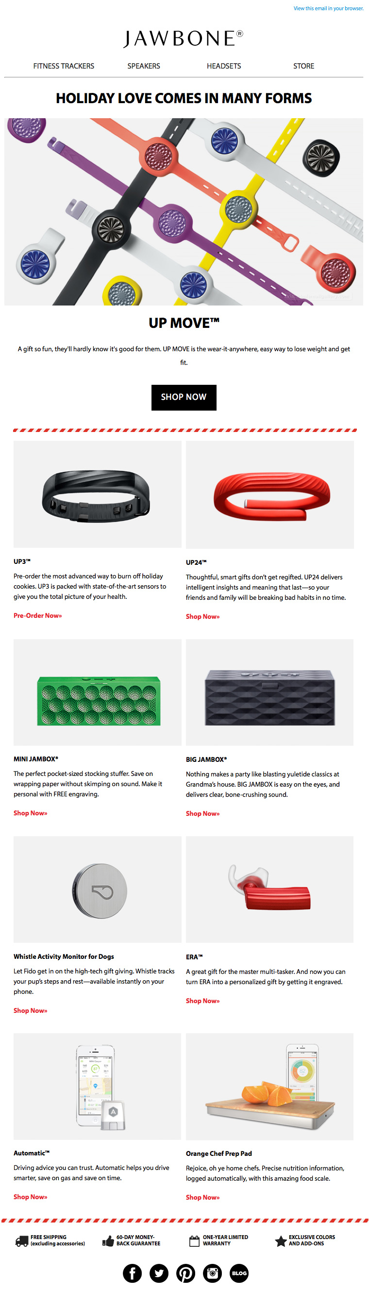 Jawbone Up Move Holiday email