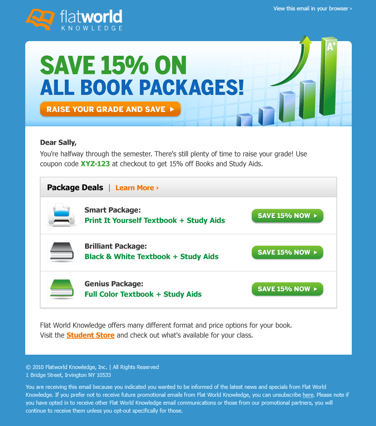Online textbooks savings email