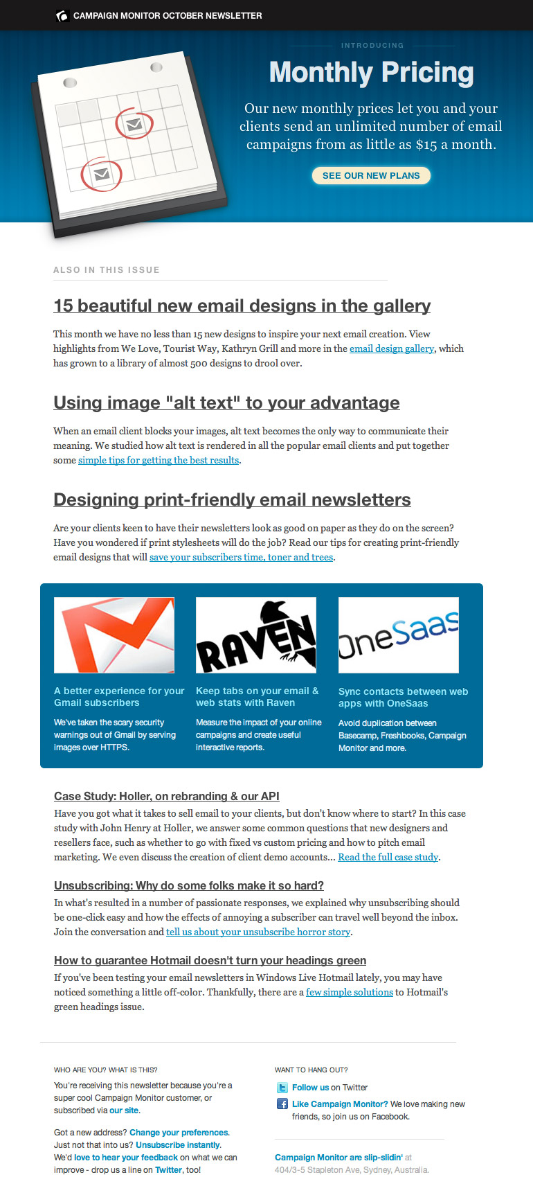 Campaign Monitor Newsletter 2010