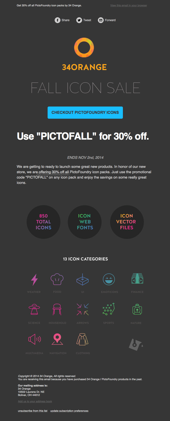 Pictofoundry Fall Icon Sale email