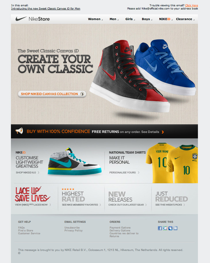 hierba rango Escalofriante Nike Store Canvas Collection email | HTML Email Gallery