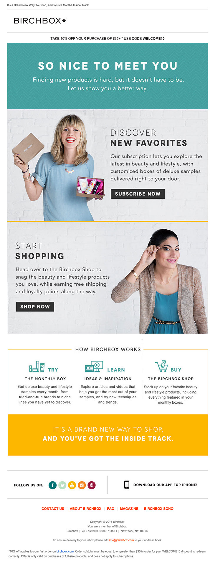 Birchbox Welcome email example