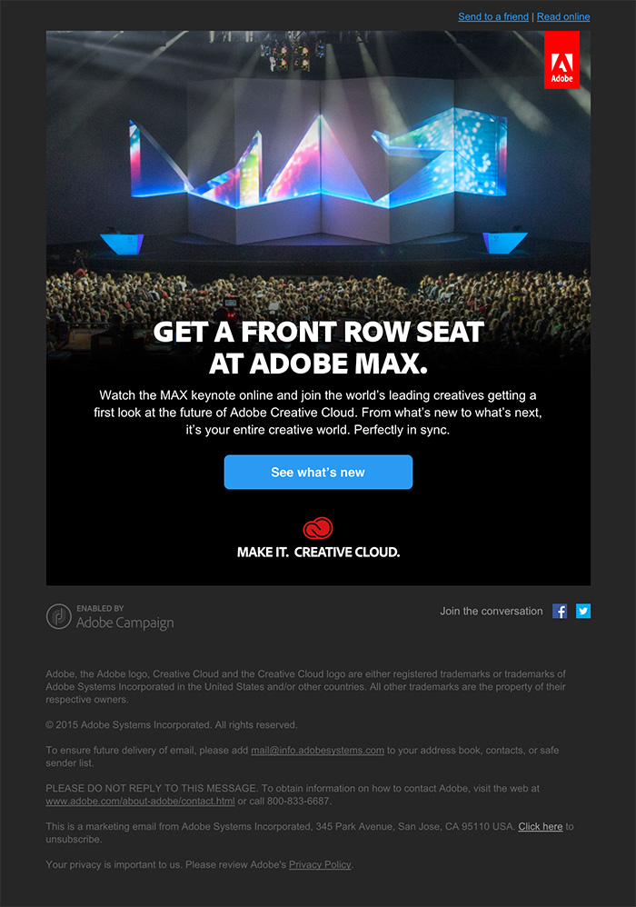 Adobe Max Keynote Email | HTML Email Gallery
