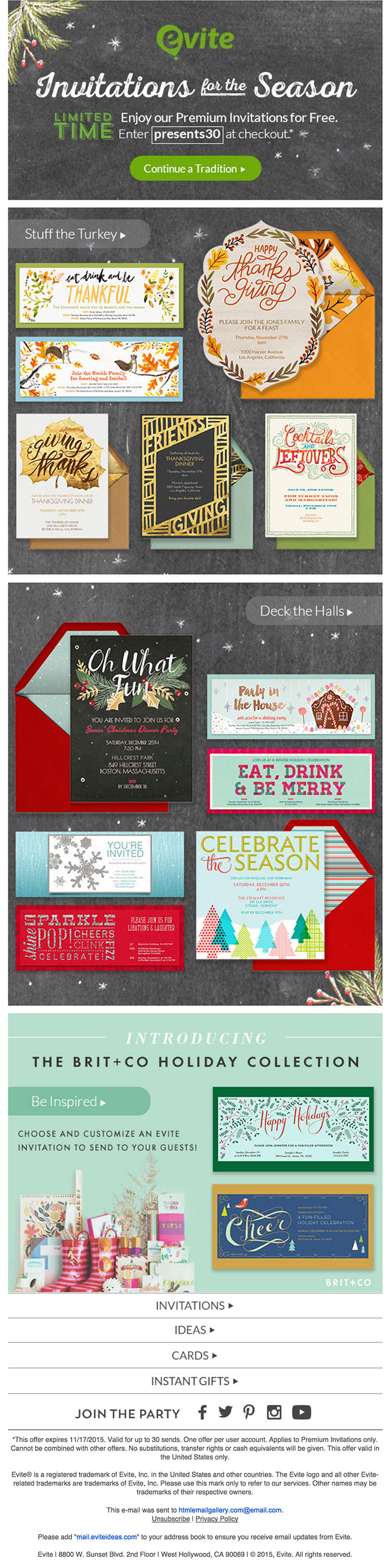 Thanksgiving Holidays email design ideas