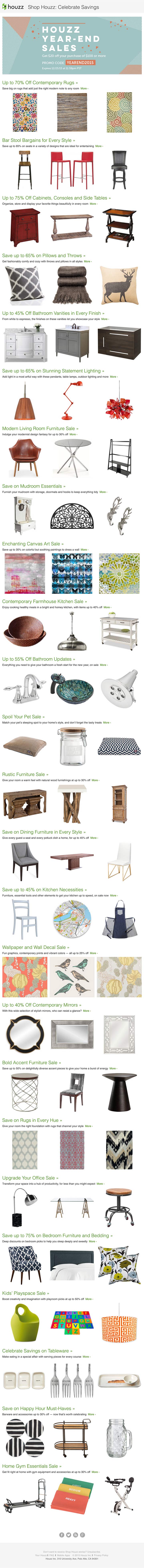 Email design for New Years savings on home supplies