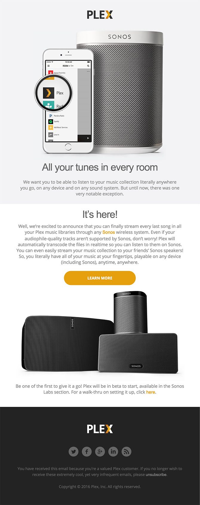 html email design Flex plus Sonos