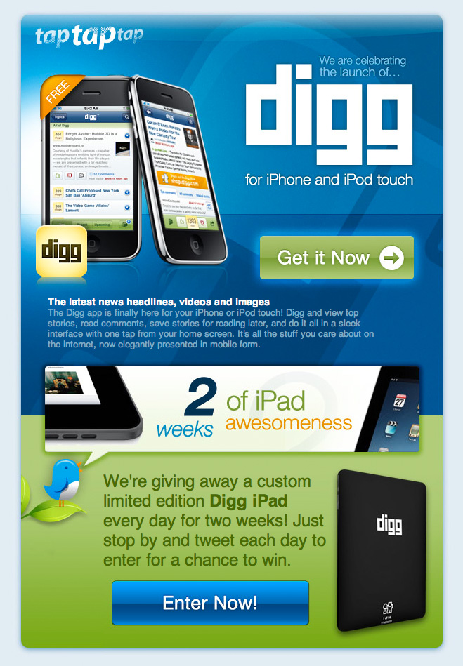 Digg Mobile Launch Announce email