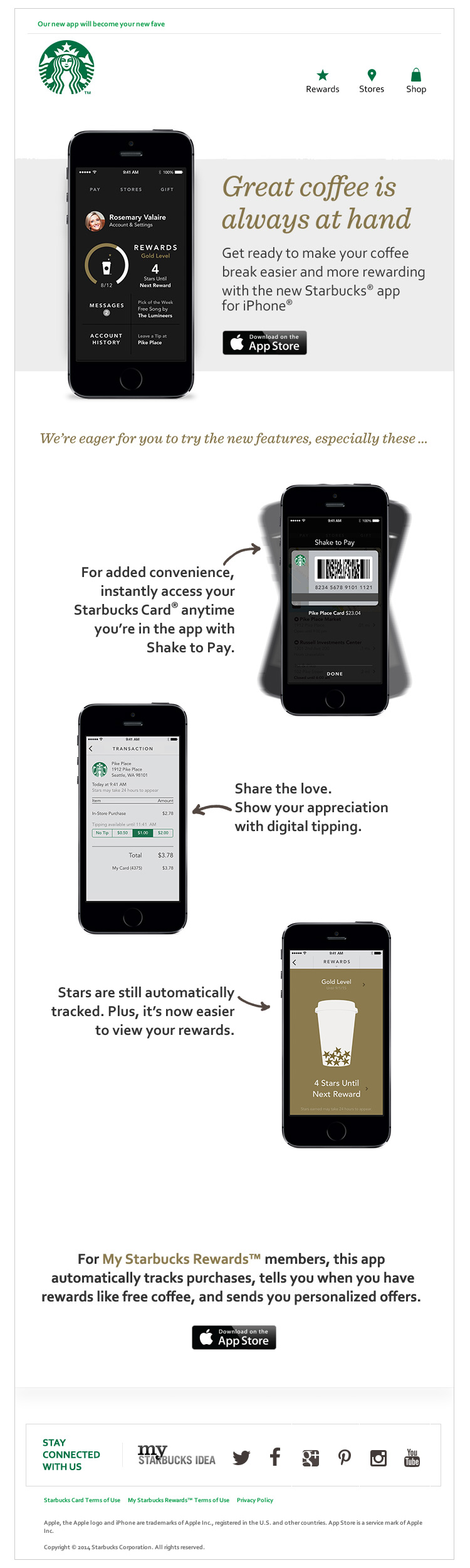Starbucks Improved Mobile App email