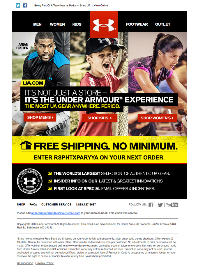 Under Armour Store Shop email