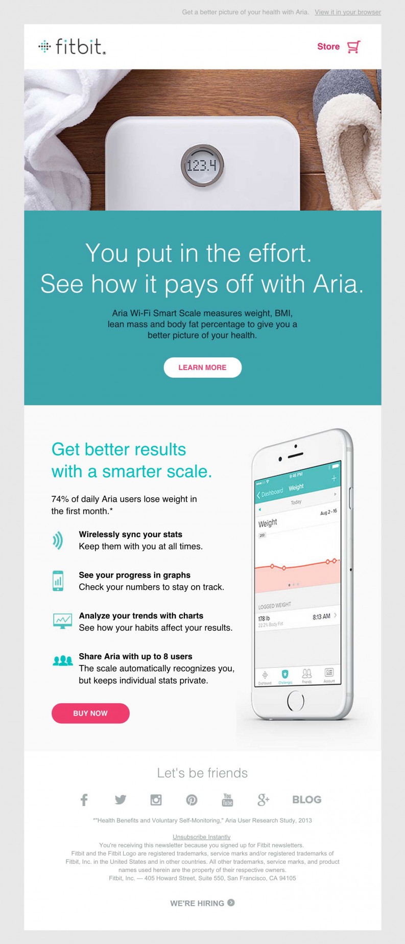 Fitbit Aria Smart Scale clean email design