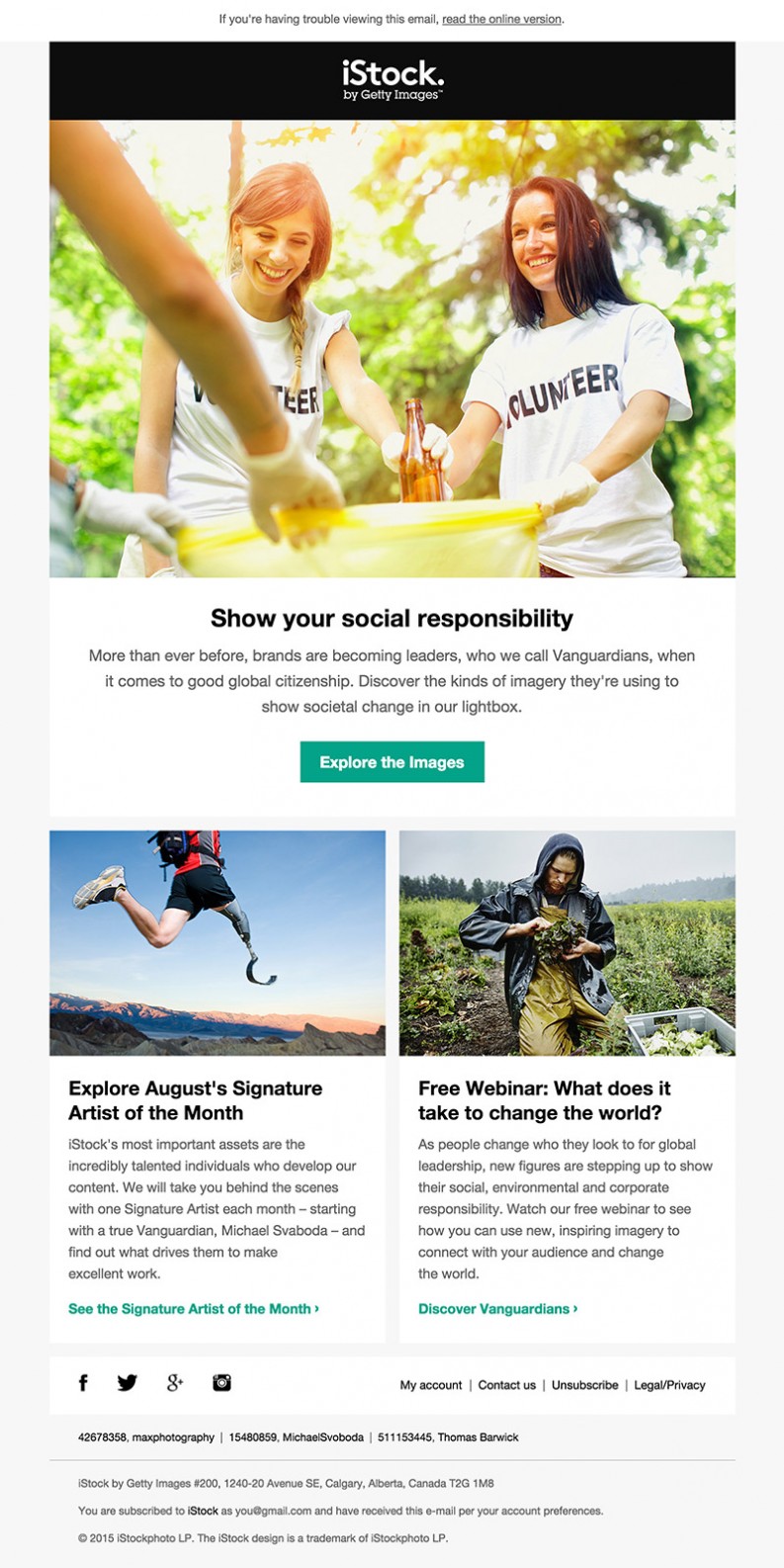 iStockPhoto Collections email inspiration columns