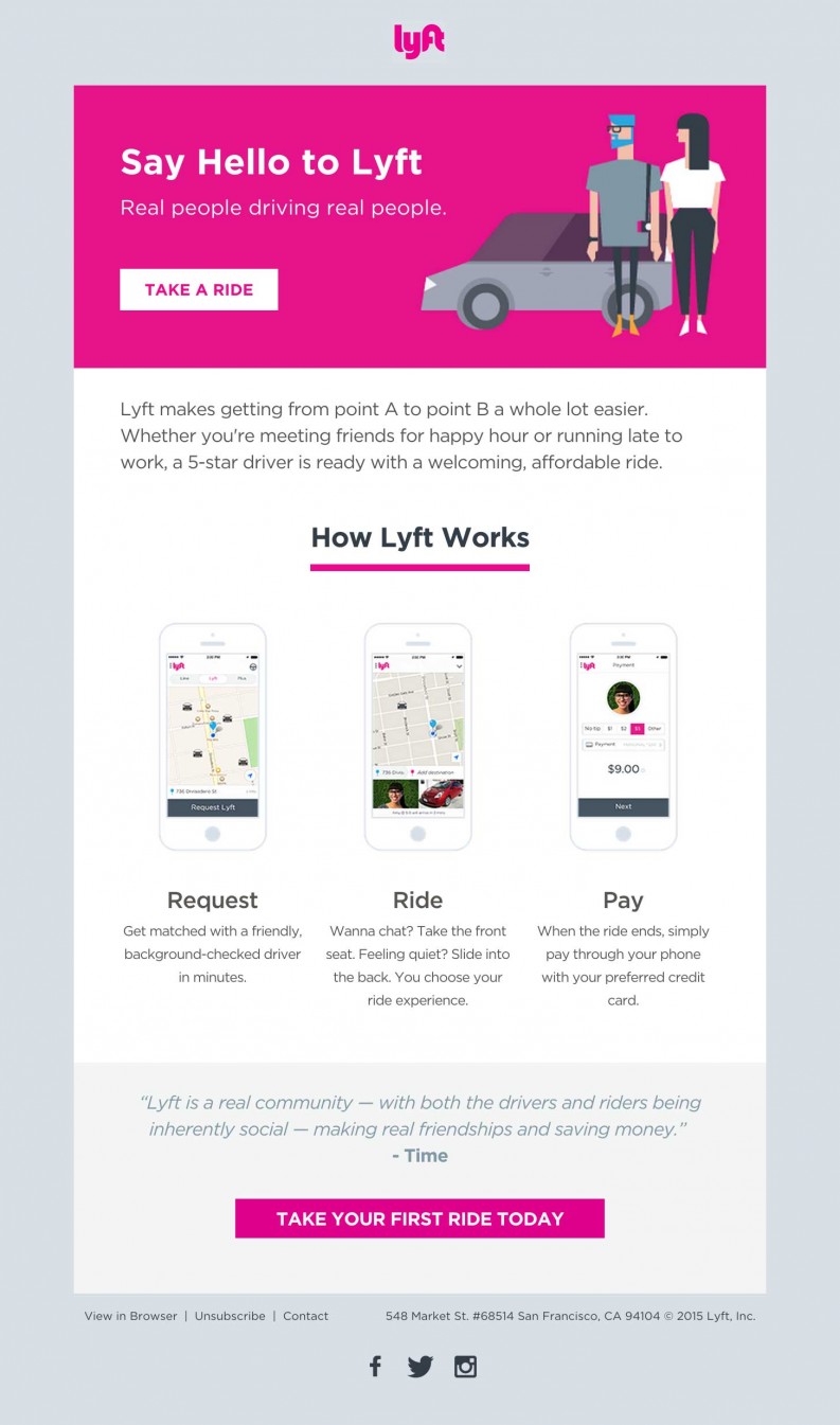 Lyft Welcome Email template design